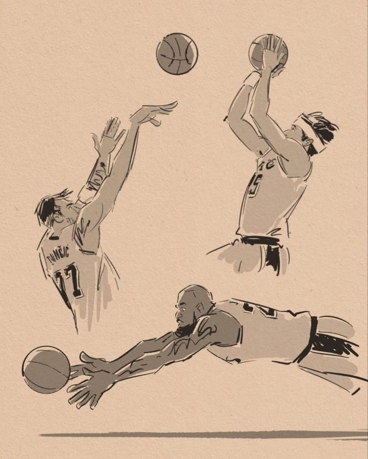 bob半岛体育-壁纸请收藏！美漫画家晒作品 老詹鱼跃&amp;小里1+2&amp;东契奇绝平全都有